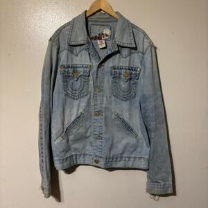 True Religion Denim Grunge Streetwear Trucker Jacket Size Men’s 2XL